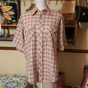 Vintage PARDNERS Men's Brown Plaid Shirt SZ LG